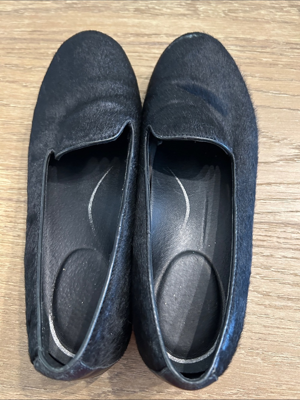 Dansko Oksana black hair calf loafers, size 39